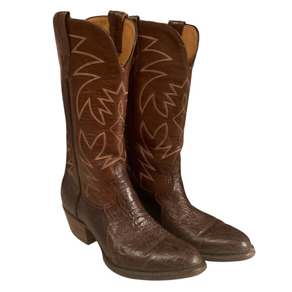 Mens Brown Leather Western Cowboy Boots - Picture 3 of 12